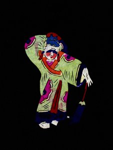 Männlicher Charakter. Bemaltes Papierschnittbild oder "Jian Zhi", chinesische Volkskunst, Peking