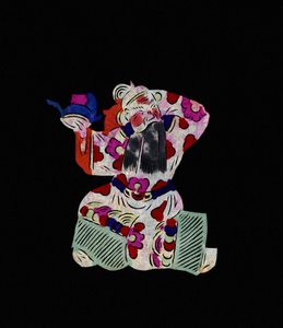 Männliche Figur des Reiches. Scherenschnitt, chinesische Volkskunst, Peking.