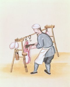 Der Fleischverkäufer, aus einem Buch über die Straßenrufe von Peking, ca. 1785 von School Chinese