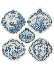 Delfter Chinoiserien-Rautenplatten, spätes 17. - frühes 18. Jahrhundert von School Dutch
