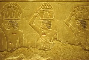 Altes Ägypten, Wandrelief/Malerei, Mastaba/Grab von Idout, Saqqara, 2323-2150 v. Chr., Träger mit Opfergaben