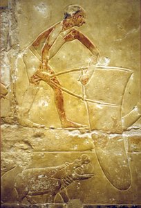 Altes Ägypten, Wandrelief/Malerei, Mastaba/Grab von Idout, Saqqara, 6. Dynastie, Fischen mit einem Fangnetz, Nilpferd