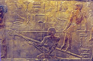 Altes Ägypten, Wandmalerei/Schnitzerei, Mastaba/Grab von Ti, Saqqara, 5. Dynastie, Schiffbau