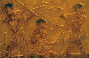 Altes Ägypten, Wandrelief, Mastaba/Grab von Ti, Saqqara, 5. Dynastie, Schiffbau