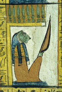 Altes Ägypten, Wandmalerei, Löwenköpfiger Gott der Unterwelt, Grab von Sennedjem, Theben, Deir el-Medina