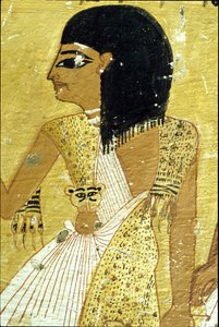 Altes Ägypten, Wandmalerei Grab von Inherkhau, Theben, Grab der Adligen, 20. Dynastie, Inherkhau trägt Leopardenfell
