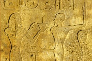 Altes Ägypten, Wandmalerei/-schnitzerei, Karnak/Luxor-Tempel, Hatschepsut bietet Weihrauch dem Gott Min an von School Egyptian