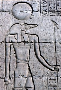Altes Ägypten, Wandmalerei/Schnitzerei, Sebek trägt ein Ankh von School Egyptian