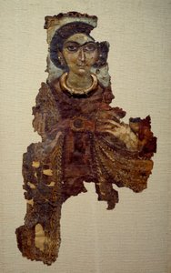 Koptische Kunst: Leichentuch einer Frau namens Dame mit dem Kreuz ansee. Malerei auf Leinen (4. Jahrhundert n. Chr.) Antinoe.