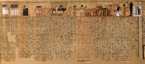 Ägyptische Antiquität: Totenbuch, Papyrus von Nebqed. Um 1400-1350 v. Chr. 18. Dynastie. Aus Theben. Länge 6,3 m. Paris, Louvre