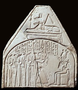 Ägyptische Antiquitäten: Stele-Fragment, das die Verehrung des Gottes Osiris darstellt von School Egyptian
