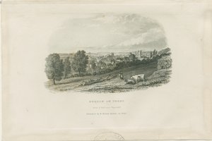 Burton-upon-Trent Brücke und Stadt (Stahlstich) von School English