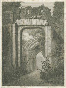 Dudley Castle - Der Eingang: Radierung von School English