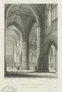 Innenraum der Lichfield Cathedral - Kreuzung vom Nordquerhaus: Gravur, nd [Mitte 19. Jh.] (Druck)