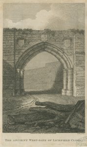 Lichfield - Altes Westtor des Close: Gravur