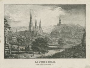 Lichfield - Nordwestansicht: Lithographie, undatiert [?19. Jh.] (Druck) von School English