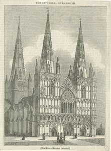 Lichfield Cathedral - Westfassade: Holzschnitt, undatiert [?19. Jahrhundert]
