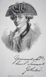 Das Porträt und Autogramm von Major John Andre von School English