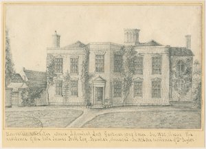 Uttoxeter Town - Geburtsort von Admiral Lord Gardner: Bleistiftzeichnung, undatiert [?Mitte 19. Jahrhundert] von School English