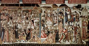 Das Festmahl des Königs Assuerus. Buch Esther: König Assuerus (Xerxes I.) gab den Großen seines Reiches ein prächtiges Festmahl, das mehrere Tage dauerte. Am siebten Tag befahl er, dass Königin Vasti, geschmückt in ihren schönsten Kleidern, erscheinen soll