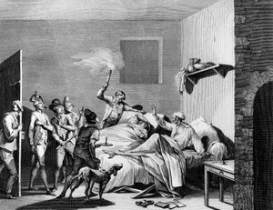 Französische Revolution und antirevolutionäre Bewegung: Loiserolles Sohn wurde von seinem Vater gerettet, der seinen Platz im Revolutionstribunal am 26. Juli 1794 einnahm und für ihn starb. Paris, Bibliothek des Instituts für Revolutionsgeschichte