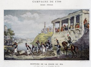 Bruch des Nildamms - in „Victoires et Conquêtes des Armées Françaises“, Paris, n.d. von School French