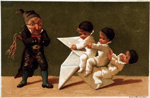 Der Lehrer und die Kleider (der Papierkocher) - Chromo-Etikett von Bon Marché von School French