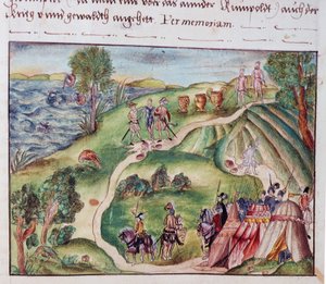 Eine venezolanische Landschaft mit einem spanischen Lager, aus einer Sammlung von Memoiren der Familie Coeler, Nürnberg