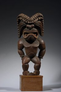 Hawaiianische Figur, Kona-Stil, Darstellung des Kriegsgottes Ku ka ’ili moku, ca. 1780-1820