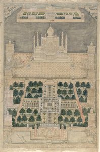 Vogelperspektive des Taj Mahal in Agra