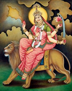 Göttin Durga Miniaturmalerei auf Papier