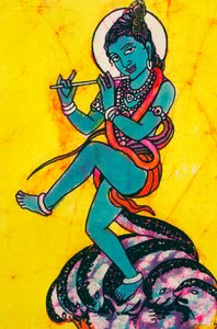 Lord Krishna Kaliya Mardhan Batikmalerei