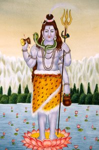 Lord Shiva Shanker Miniaturmalerei auf Papier von School Indian