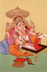 Miniaturmalerei Elefantenköpfiger Gott Ganesh Ganpati, Indien