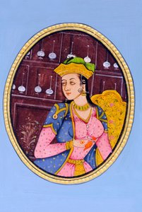 Miniaturmalerei von Königin Mumtaz Mahal, Indien, Asien