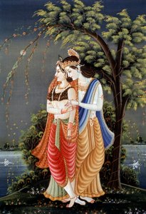Miniaturmalerei von Radha Krishna, Indien