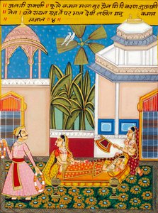 Miniaturmalerei auf Papier, Ragini Jhalti, Nathdwara-Schule von School Indian