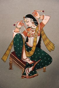 Miniaturmalerei auf Papier Rajasthani Dame