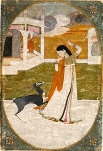 Nayika mit Hirsch, Punjab Hills