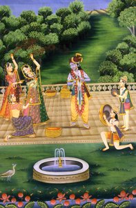 Bild von Krishna, der Holi mit Gopies spielt (Nalkdwral Pichwai Schule), Indien
