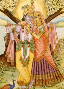 Radha Krishna Miniaturmalerei auf Elfenbein