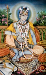 Rajrajeswer (Herr Shiva Shanker) Miniaturmalerei auf Papier von School Indian