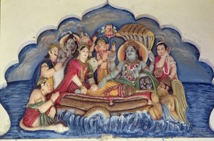Vishnu Narayana, schwebend auf Sheshanaga