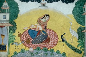 Frau mit Rudra Veena Miniaturmalerei, Indien