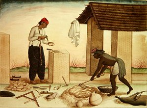 Arbeiter beim Hausbau von School Indian