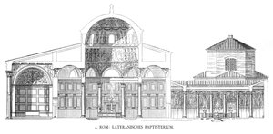 Pläne des Lateranbaptisteriums (Lithografie) von School Italian