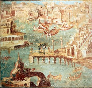 Hafen von Pozzuoli nahe Neapel. Museo Nazionale de Naples von School Italian