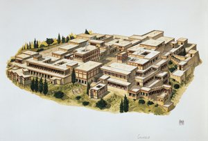 Rekonstruktion des Palastes von Knossos, Kreta, 20. Jahrhundert v. Chr.