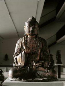 Sitzender Buddha in Lalitasana-Position - Skulptur, Kamakura-Periode (1185-1333) von Japanese School