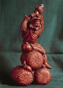Japanische Kunst: der japanische Gott Daikoku (Daikokuten), Beschützer der Bauern und Gott der Landwirtschaft